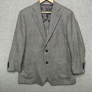 Atelier Munro Wool Silk Glen Plaid Houndstooth Sport Coat Blazer Mens 42 S NEW